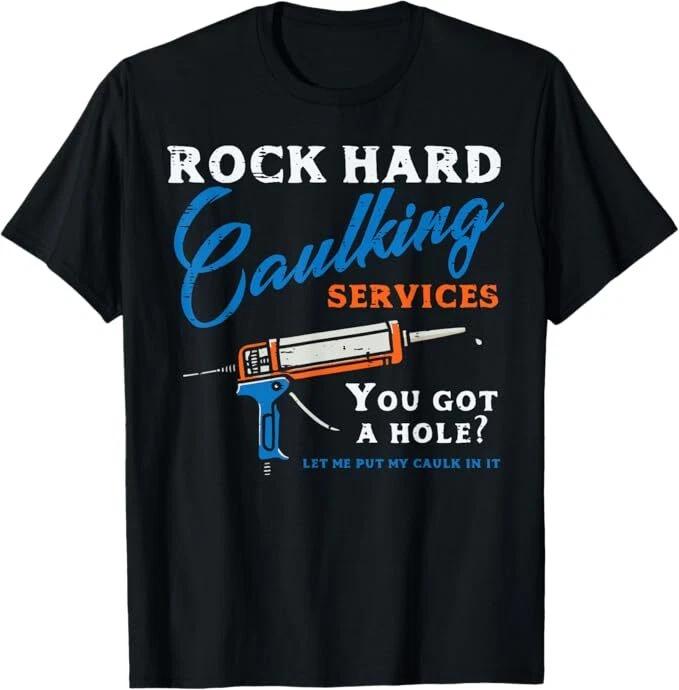 Услуги по герметизации Rock Hard Смешная надпись Удобная и дышащая Модная Смешная Тренд Уличная Мужская Мужская Одежда Мужская Футболка