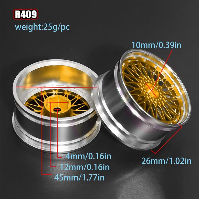 B03B-4Pcs 1.9In On-Road Drift Touring Wheel Rim Hubs For 1/10 Traxxas HPI Kyosho Redcat Sakura HSP RC Car Upgrade Parts