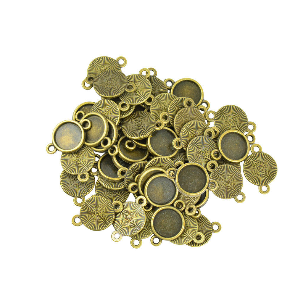 Bezel Base Blank Setting 50pcs For Cabochon Jewelry Diy Charm Connector 12mm