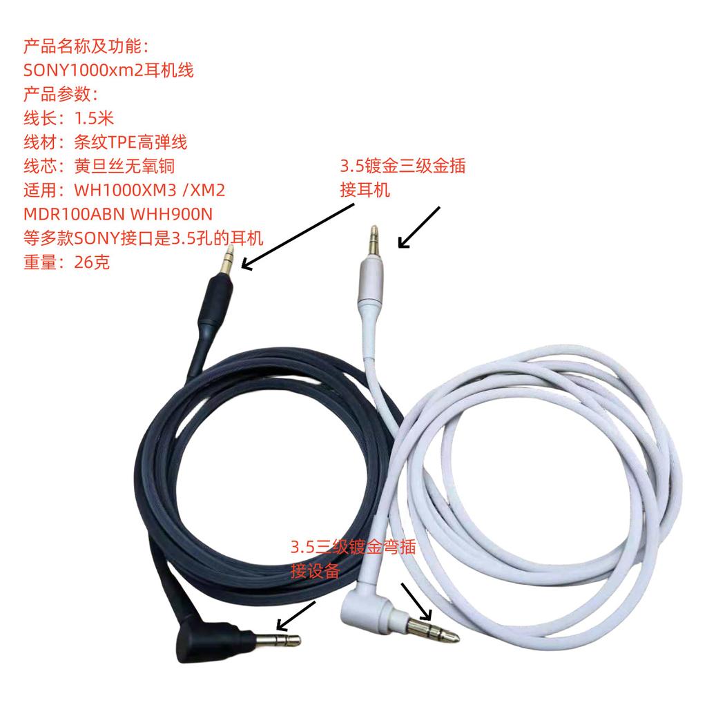 Высококачественный аудиокабель Для гарнитуры SONY WH-1000XM3/4/5/ WH-CH510/CH710N/-CH700N Штекер 3,5 мм на 3,5 мм Без микрофона Линия TPE