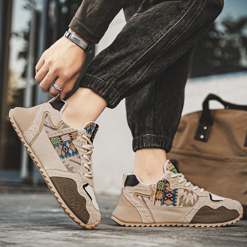 Трансграничные Большие размеры 39-48 Мужские кроссовки Тренд Национальность Водонепроницаемые Удобные Вулканизированные туфли На шнуровке Платформа Повседневная обувь