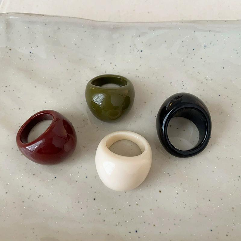 4pcs/set Vintage Irregular Geometric Resin Ring Set for Women New Boho Geometric Finger Rings Minimalis Jewelry
