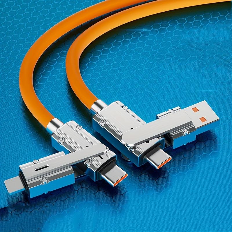 Кабель для быстрой зарядки данных мощностью 120 Вт «четыре в одном», кабель для зарядки с 4 головками, многофункциональное преобразование с несколькими головками, подходит для IPhone / typec, Samsung Xiaomi