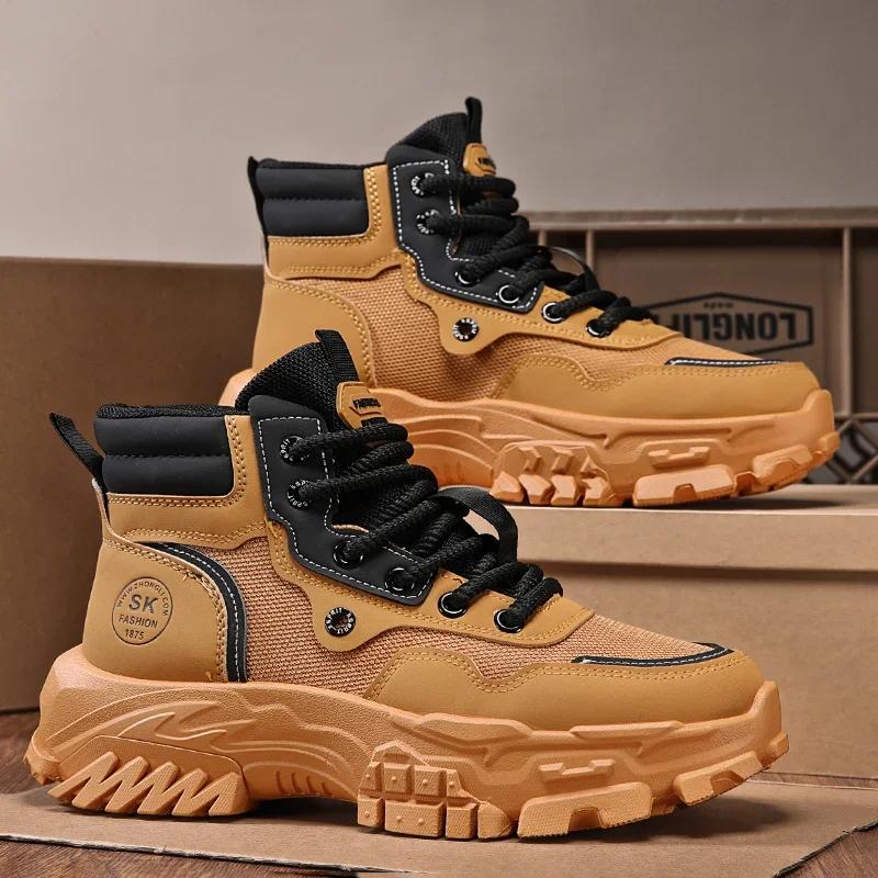 2024 Новые мужские ботинки Высокие мотоциклетные ботинки Модная кожаная обувь Повседневные уличные ботинки Ботильоны Мужские кроссовки Bota Masculina