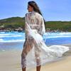 Туники для пляжа, длинное кружевное пляжное платье, женское накидка для плавания, большие размеры, Saida de Praia Robe de Plage, кафтан, пляжная накидка Q516