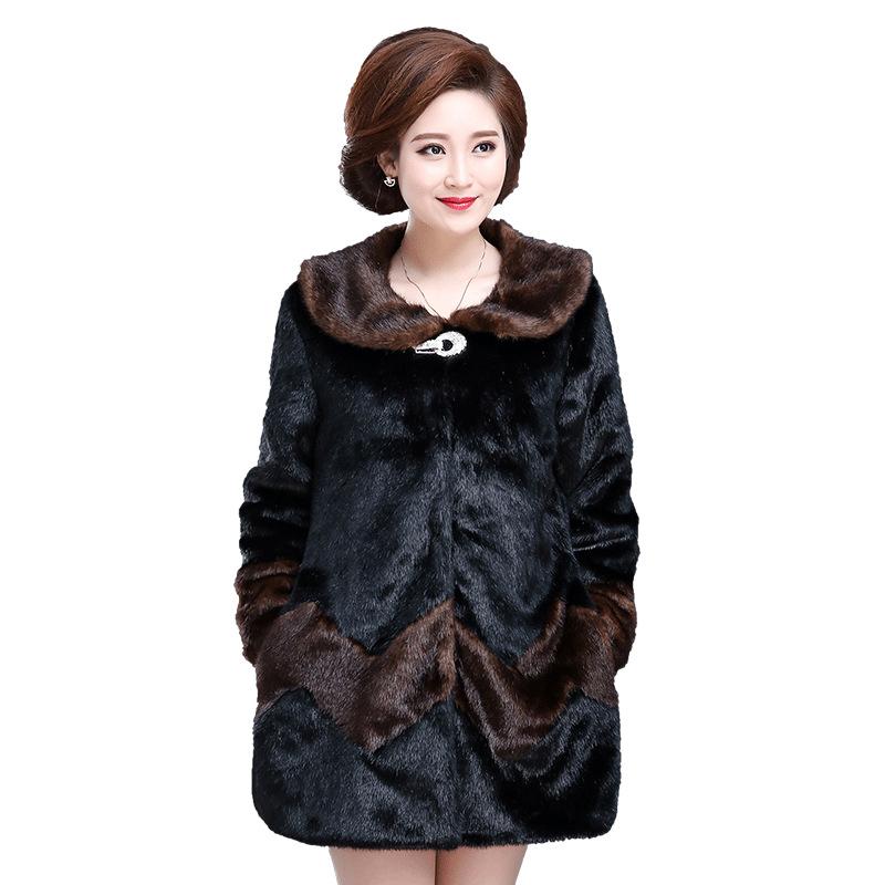 Осенне-зимняя куртка из искусственного меха для мам среднего возраста, куртка средней и длинной норки, бархатное пальто из искусственного меха