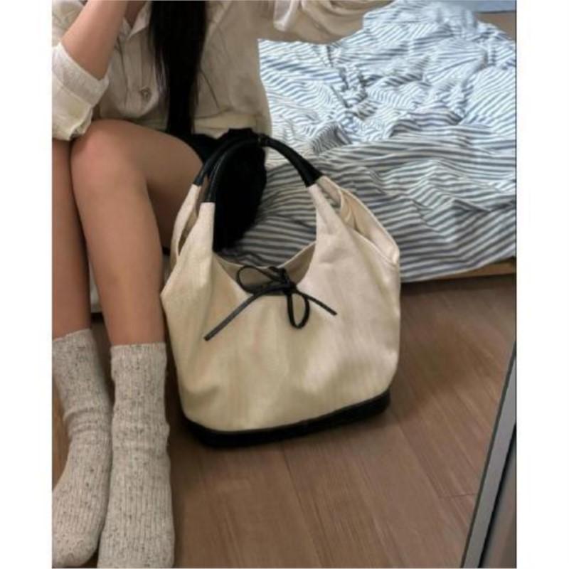 Сумка Harajuku женская Fairy Core Bow Chic Patchwork повседневные сумки на плечо женская винтажная бежевая холщовая сумка подмышкой