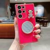 For Samsung Galaxy S25 Ultra Case Love Heart Pattern Electroplated TPU Phone Cover with Small Bear and Mirror