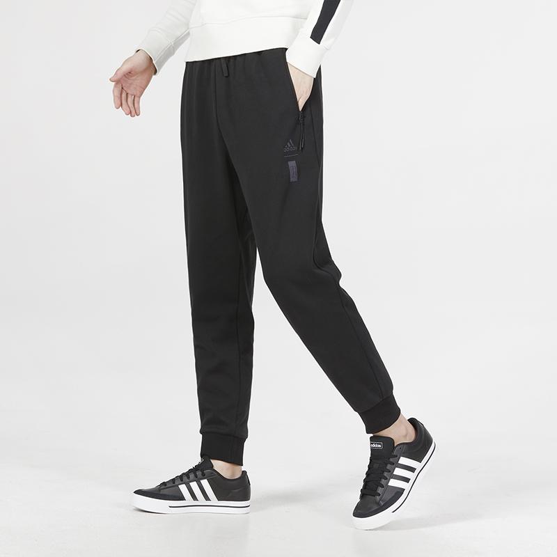 adidas Трикотажные брюки Essentials с буквенным принтом и эластичными манжетами, мужские низы, черные IA8187