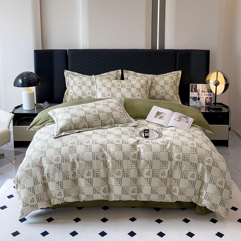 Утолщенный хлопок с начесом, четырехсекционный пододеяльник с цветочным принтом, хлопковое постельное белье с пасторальным принтом, пододеяльник