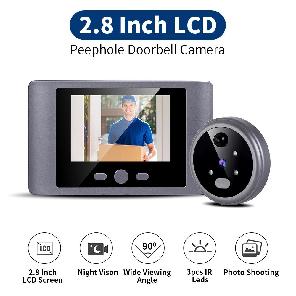 2.8" Digital Magic Eye Electronic Viewfinder Night Vision Safety Door Viewer Photo Recording Door Peephole Camera