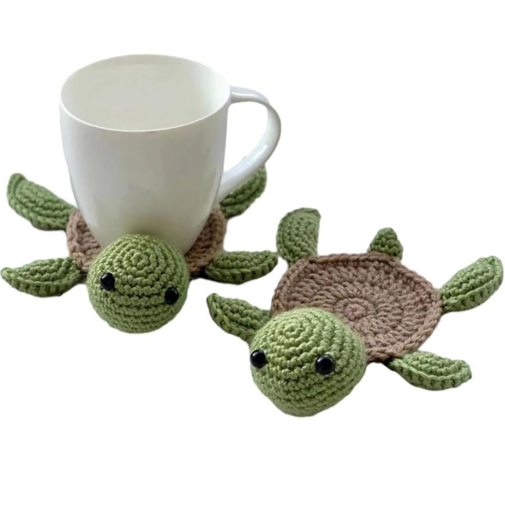 Heat-resistant Duck Crochet Coasters Table Protection Handmade Animal Cup Mat Reusable Absorbent Woven Water Cup Pad Tabletop