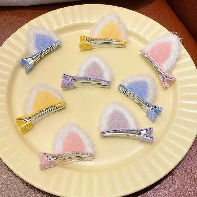 Детские плюшевые заколки для волос с кошачьими ушками - аксессуары для волос для девочек на осень/зиму