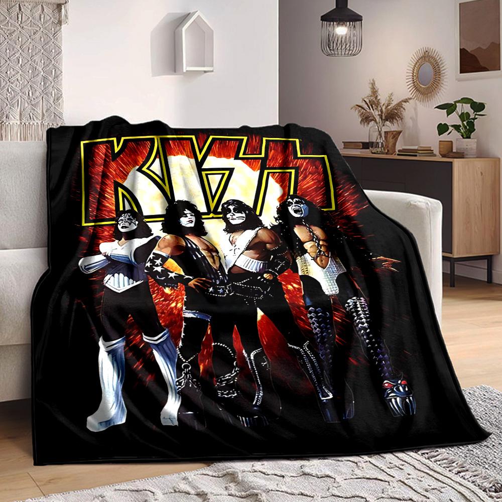 1pc KISS Band Soft Skin-Friendly Flannel Blanket with Digital Printing, Various Sizes Available for Family, Friends, Birthday
