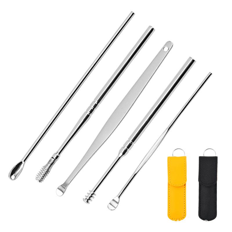 Набор из 6 спиральных ухочисток из нержавеющей стали, многофункциональный набор для чистки
