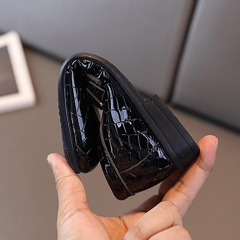 Детская обувь Подиумная мода Мальчики Черные балетки Универсальная Школьная Детская Обувь для Выступлений Низкий каблук