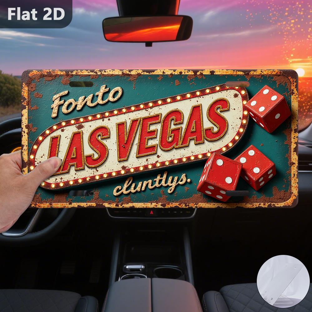 D Flat pc Only for Decoration Decor Outdoor Signs Wall Decor (xcm) Tin Sign FONTO LAS VEGAS Retro Home Decor