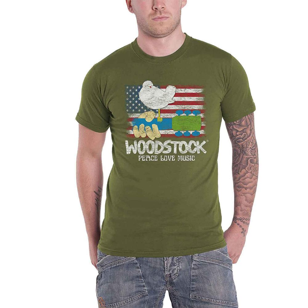 Woodstock Унисекс футболка с флагом Хизер для взрослых
