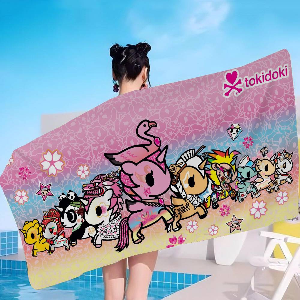 Кавайи T-Tokidoki Аниме Пляжное полотенце Цветные банные полотенца Для девочки Микрофибра Быстросохнущее Без песка Пляж Йога Спа Бассейн