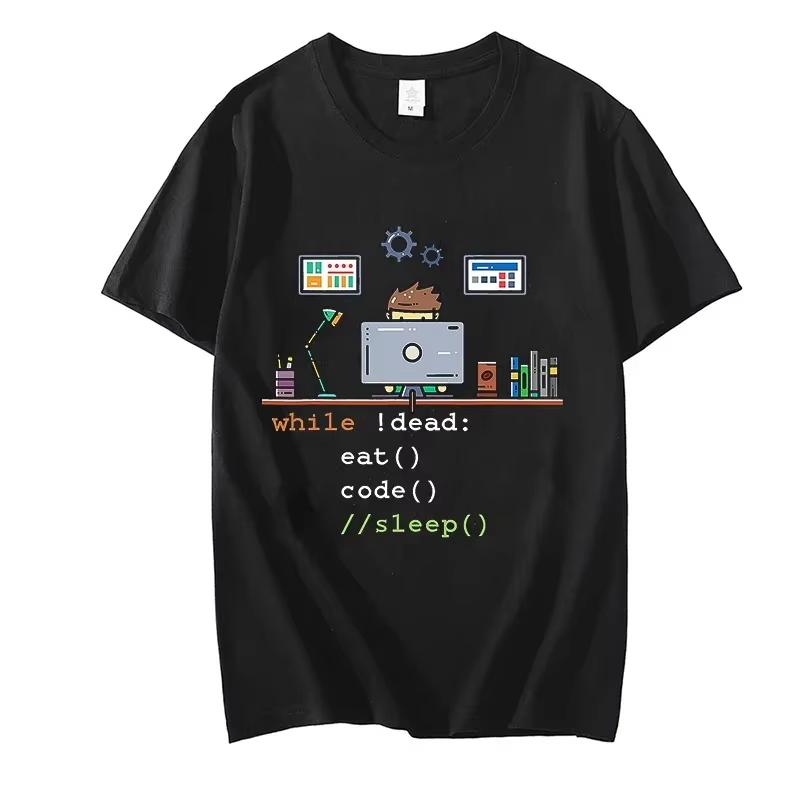 Смешные Футболки Компьютерные Науки Python Программист Ешь Код Спи Футболки Графический Уличная Одежда Короткий Рукав День Рождения Летняя Футболка
