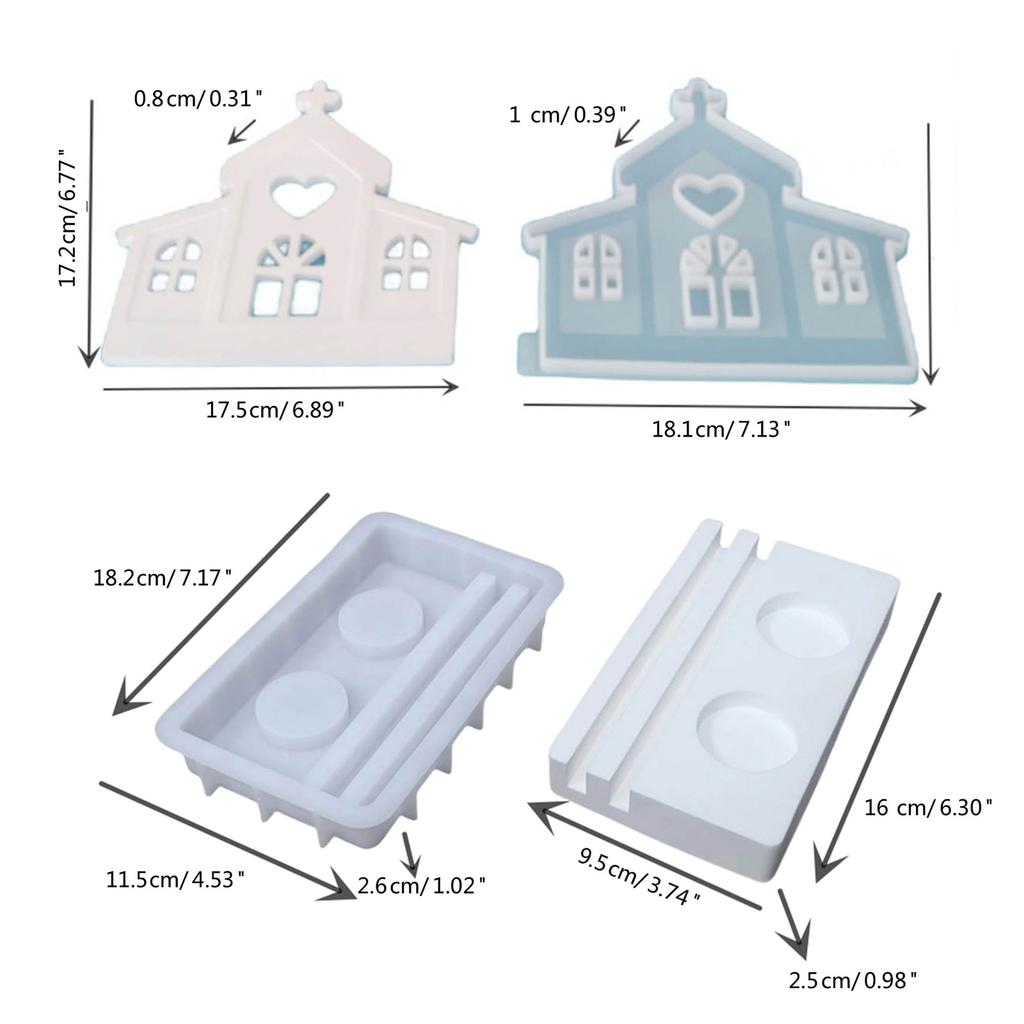 Love House Candlesticks Resins Moulds DIY House Candle Holder Silicone Molds Castings Moulds for Table Home Decorations