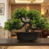 Zen Bonsai Green Pine Simulated Plant Decoration for Wine Cabinet or Home Entrance