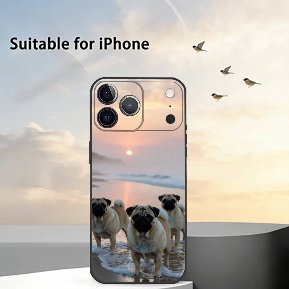 C-Cute Pug Dog Phone Case Silicone Soft For IPhone 17 16 15 14 13 12 11 X XR Plus Pro Max Plus