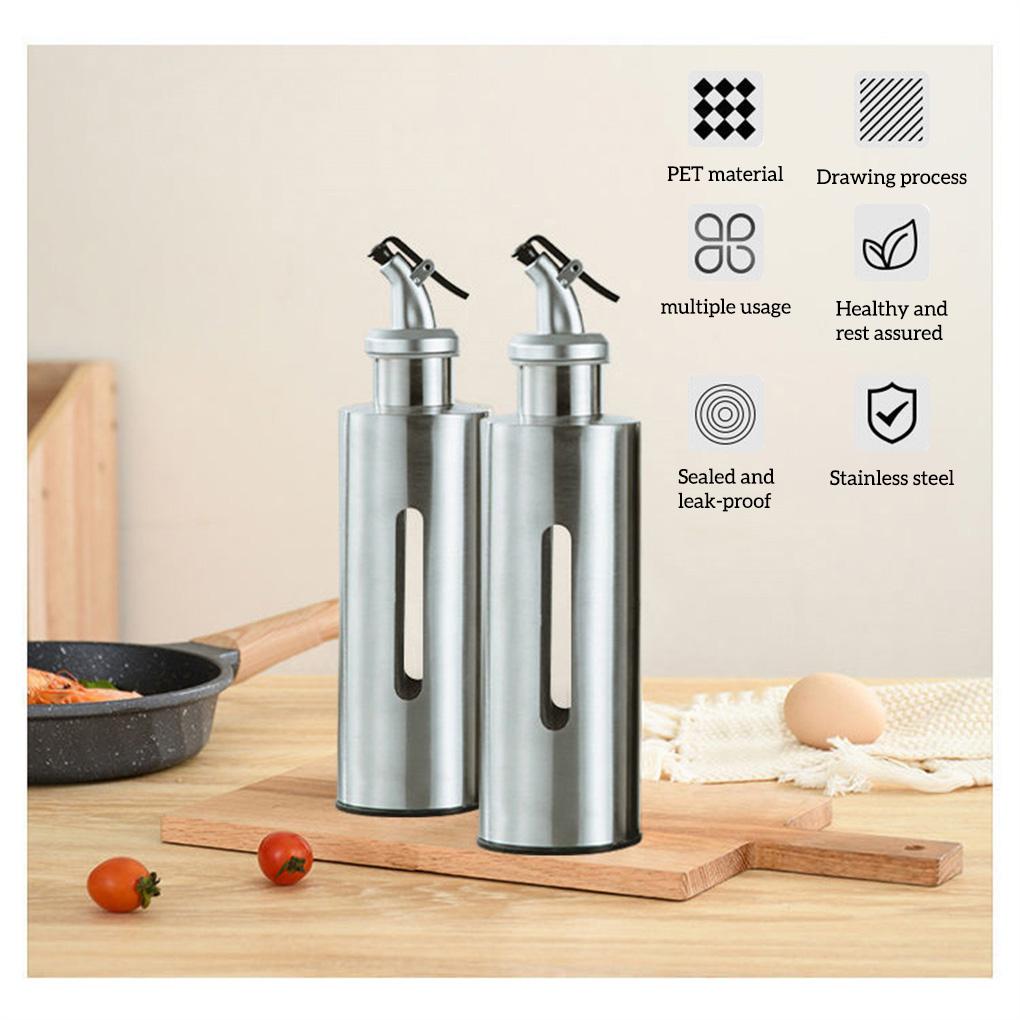 Portable Kitchen Stainless Oil Bottle Leak-proof Vinegar Sauce Holder Dispenser Visual Empty Can Gift Seasoning Baking