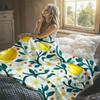 Lemon Floral Print Flannel Blanket Warm Soft Halloween Christmas Decorative Couch Warm Cozy All-Season Gift
