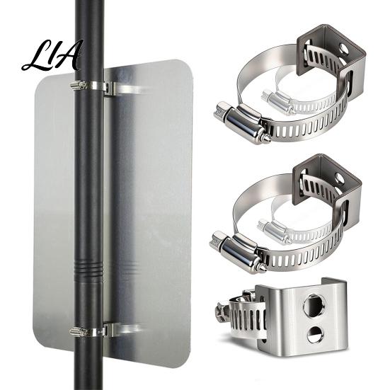Street Sign Fixing Bracket 4PCS Mounting Brackets, Adjustable Stainless Steel Post Holder, Fits 1.3 Hardware to 2.24 Inch Diameter Round Poles