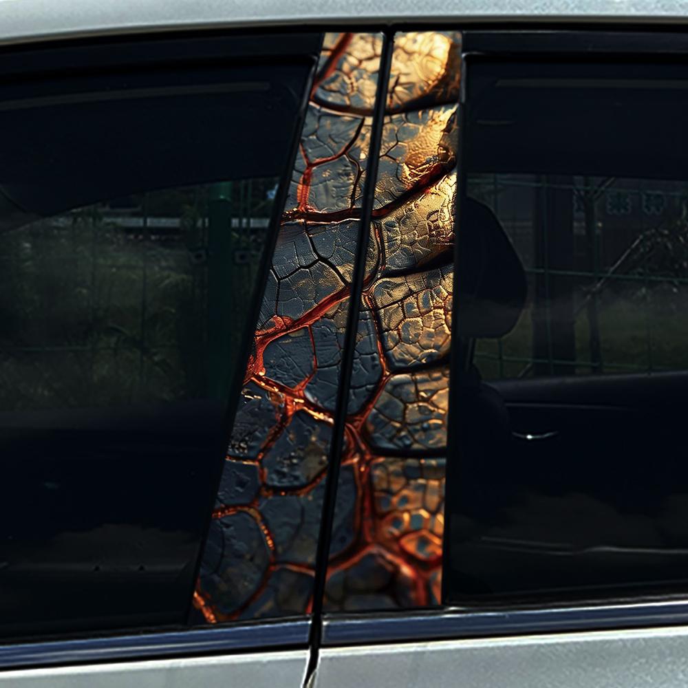 2Pcs/set Wood ized Car Center Pillar Sticker Wood Auto B Pillar Protective Film Decoration Scratch Cover Sticker