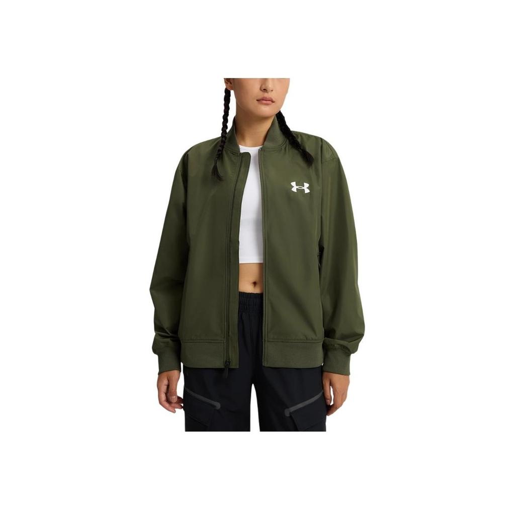 Under Armour Минималистичная однотонная куртка с небольшим фирменным логотипом, удобная куртка с длинным рукавом, унисекс, темно-зеленая 1389367-390