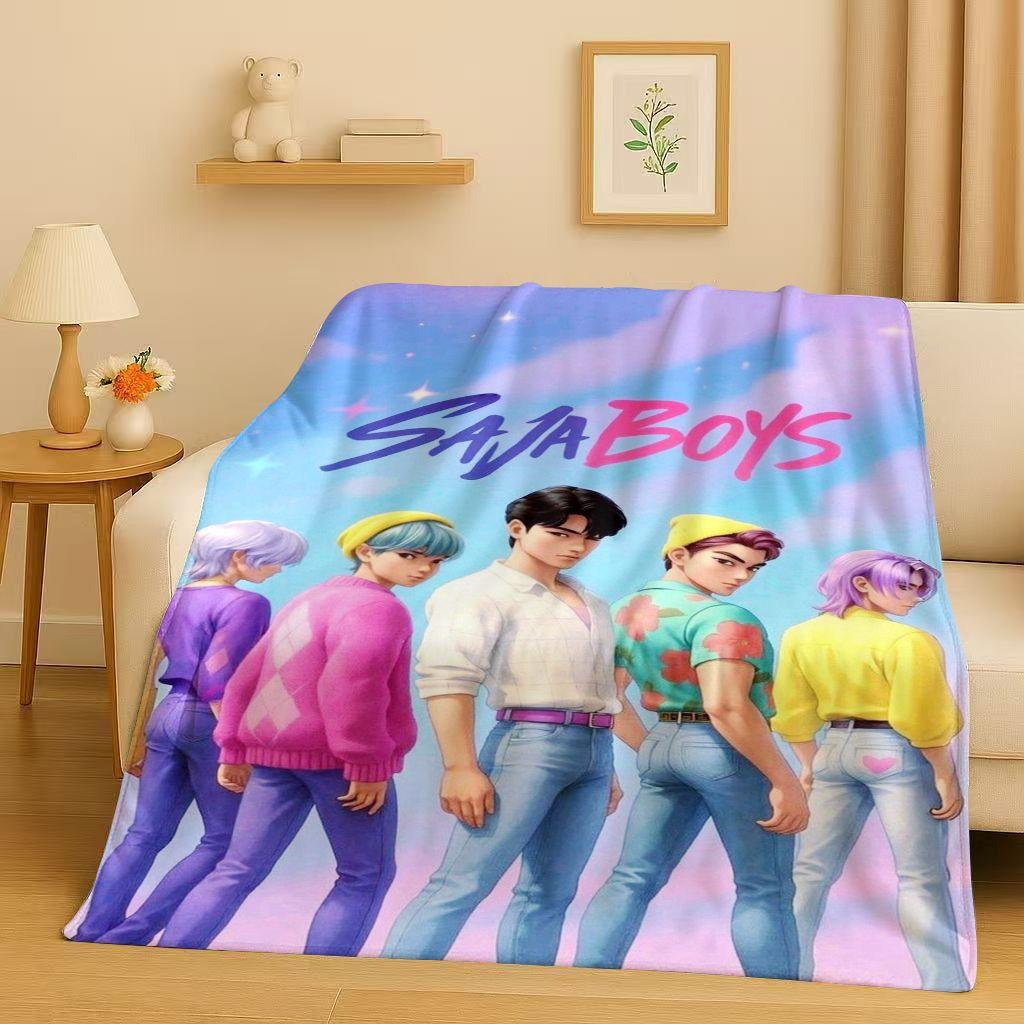 2026 New Cartoon Kpop Demon Hunters Zoey Rumi Mira Music Flannel Blanket,Ultra Soft Plush Throw for Home Bedroom Bed Sofa Cover