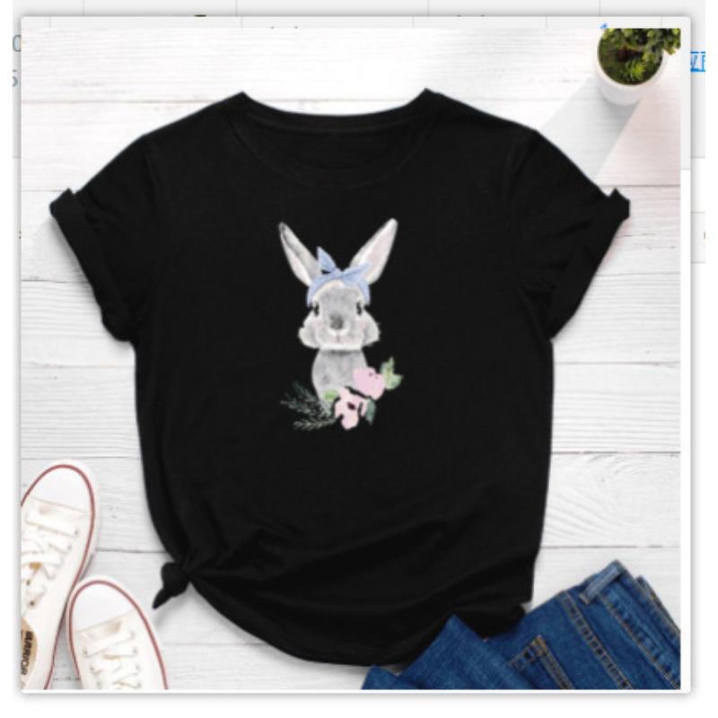 Летний топ с круглым вырезом и принтом 3D кролика, модные повседневные женские футболки с короткими рукавами