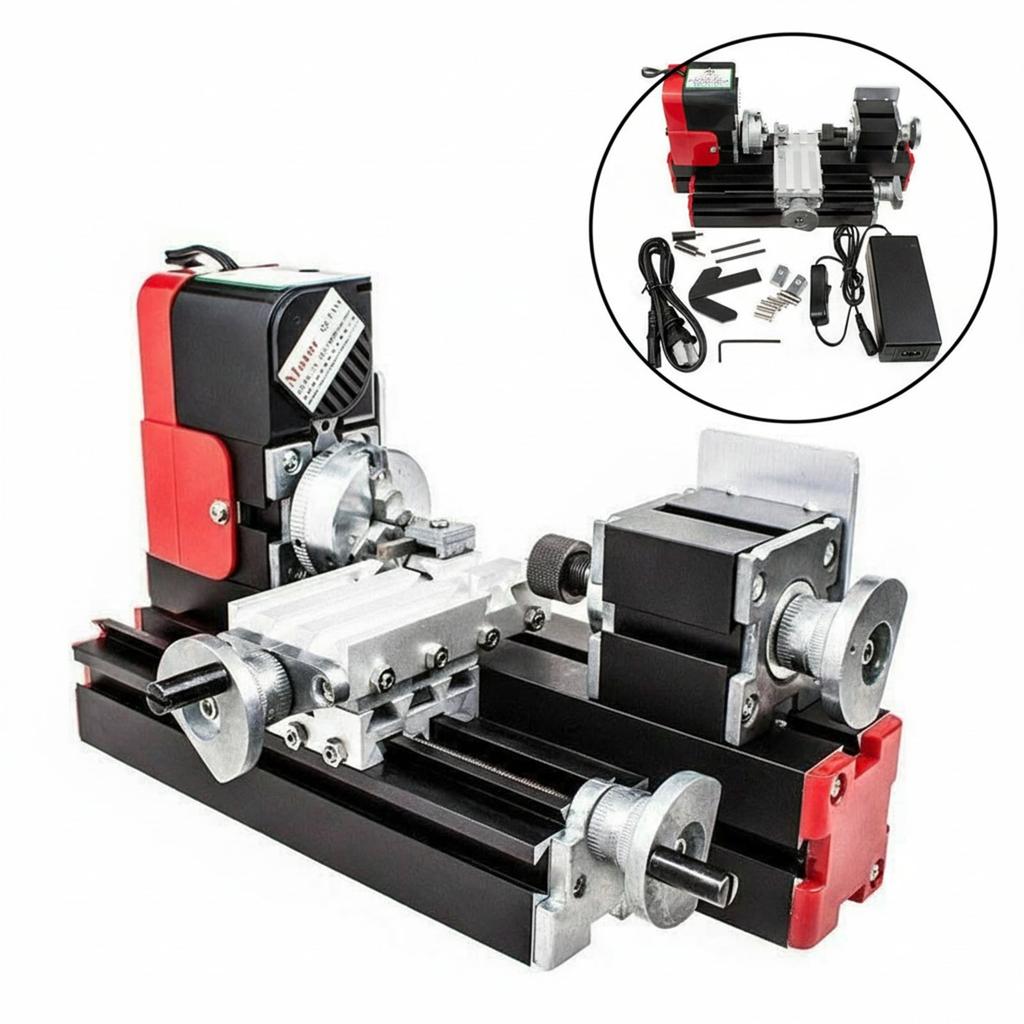 DIY Mini Metal Lathe Machine, 20000 RPM Precision Benchtop Mini Lathe, Model Maker Lathe for Woodworking, Metal Polishing