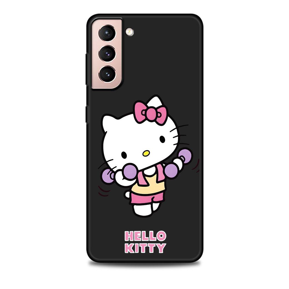 Мультяшный чехол Hello Kitty для Samsung Galaxy S23 S10e S10 S21 FE S22 S9 S24 Ultra S20 Plus Мягкий Черный ТПУ Чехол-бампер для телефона