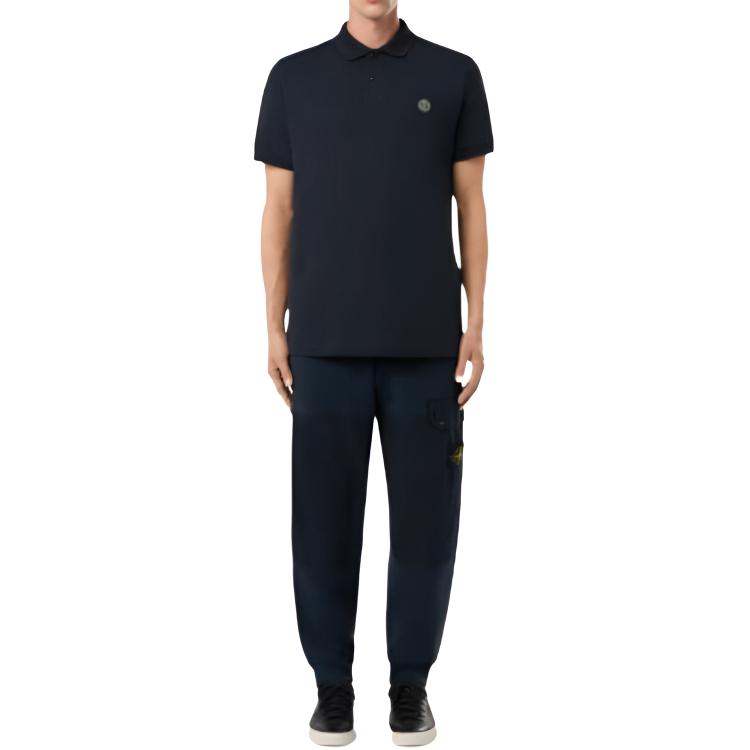 STONE ISLAND Мужская однотонная футболка-поло с логотипом, короткий рукав, верх, темно-синий 22002SC67-V0020