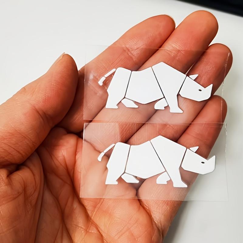 2D Flat, 2D Flat High-definition Matte Origami Rhino Car Sticker, Geometric Style Rhino Vinyl Decal, Waterproof and Scratch-resistant