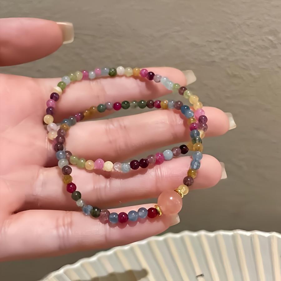 1 шт. Розовый браслет из бусин, Богемный стиль, Плетеный вручную аксессуар из бусин, Браслет в новом китайском стиле с высокой модой, Подходит для сочетания