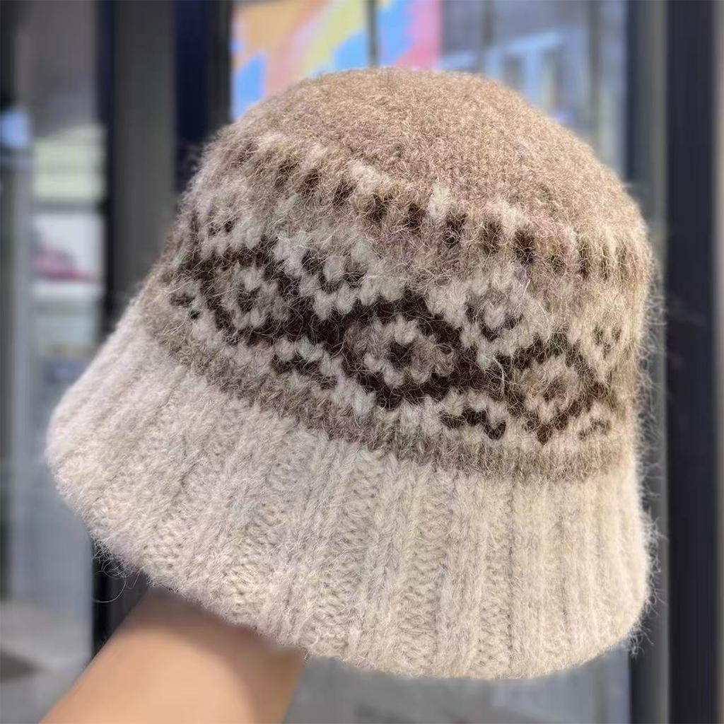 Женская шляпа, шляпа рыбака, теплая шерстяная шапка, атмосферная вязаная шапка, маленькая шляпа-ведро, подчеркивающая лицо