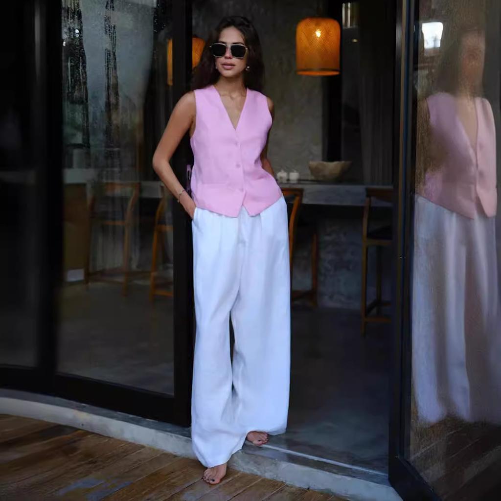 GMXIA Cotton Linen Trousers Summer New Female Temperament Commuter Straight Casual Dragging Trousers Cotton Linen Trousers