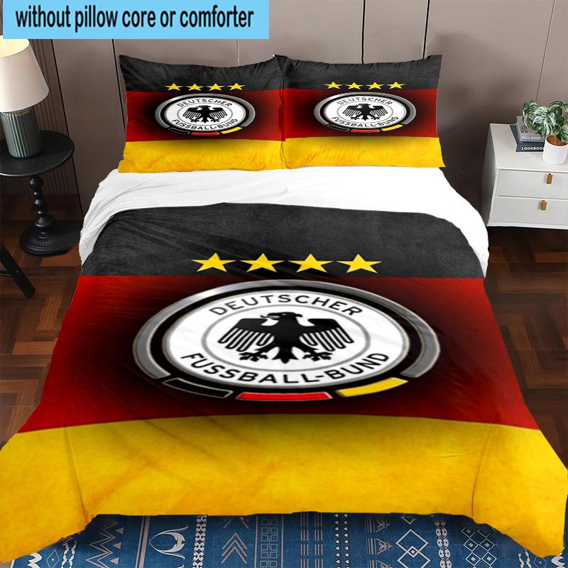 3pcs Germany Football Emblem Printed Bedding Set Duvet Cover Closure Includes 1 Duvet Cover & 2 Pillowcases Bedding Sets Home Decor Gifts