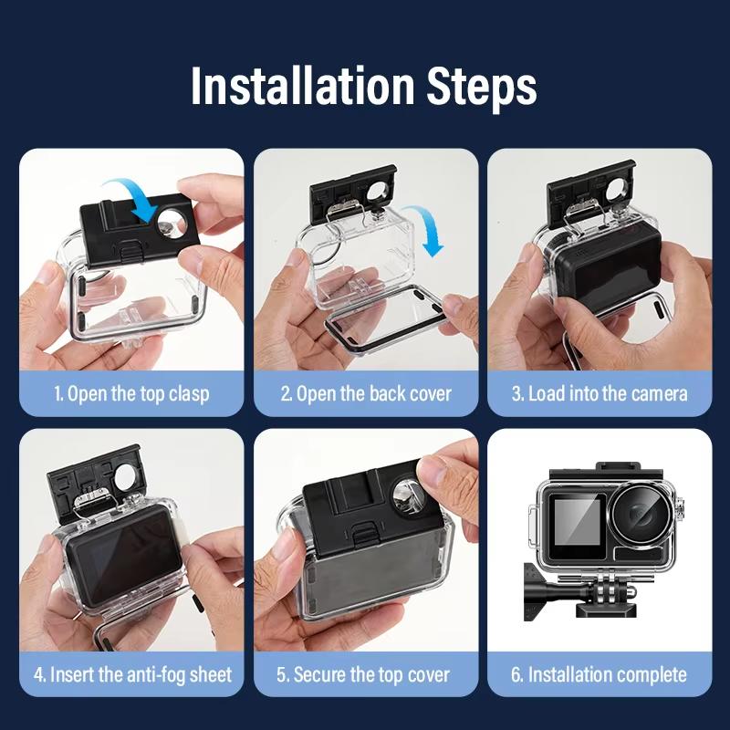 soonpho Водонепроницаемый чехол для экшн-камеры 60 м для DJI Osmo Action4/3/5 Pro Спортивные защитные аксессуары для камеры