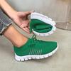 Spring Summer Breathable Knitted Sneakers Womens Plus Size Soft Sole Flats Shoes Woman Comfort Lace Up Platform Sports Shoes