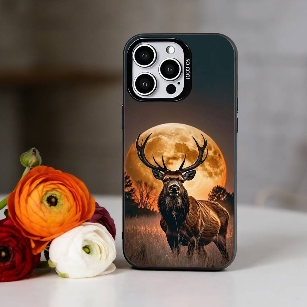 Deer hunting camo Phone Case For iPhone 17,16,15,14,13,12,11 Plus,Pro Max,XS,Colorful Silver Black Cover