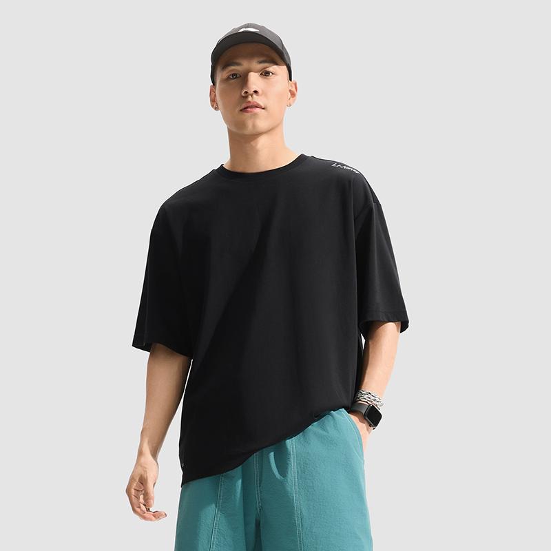 Футболка Li Ning Cooling Tea T Ice Silk, быстросохнущая, удобная, однотонная, с круглым вырезом, повседневная, спортивная, с коротким рукавом, мужские топы, черная, ATSU731-8