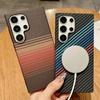 Slim Carbon Fiber Kevlar Pattern Magsafe Magnetic Wireless Charger Case for Samsung S25 S24 S23 S22 Note 20 Ultra Armor Cover