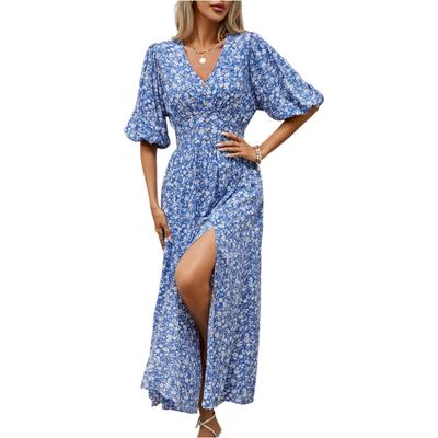 Женское повседневное пляжное платье с V-образным вырезом и рукавами, застегивающимися на талию. Платье с застежкой на талию. Пляжное платье.