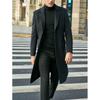 Men Coat Retro Functional Button-breasted Long Sleeve Winter Jacket with Large Pockets for Outdoor Office