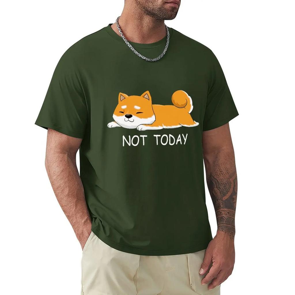 Забавные футболки Not Today сиба-ину для мужчин с коротким рукавом, футболка с изображением японской породы собак, футболка с юмором из хлопка, футболка для владельцев домашних животных, топы